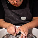 Jaejun Lee at work in his studio 2019